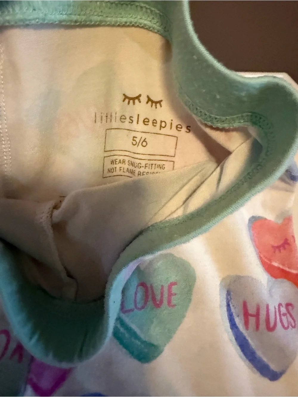 Little Sleepies Pastel Heart PJ Set in Mint Trim